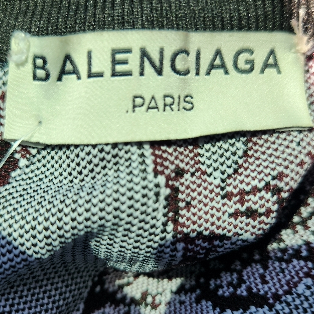 New Balenciaga Burgundy white print stretch body dress F‎ 36 Made in France - Picture 3 of 12